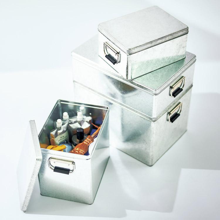 収納ボックス トタンボックス ふた付き 幅260×奥行385×高さ240mm