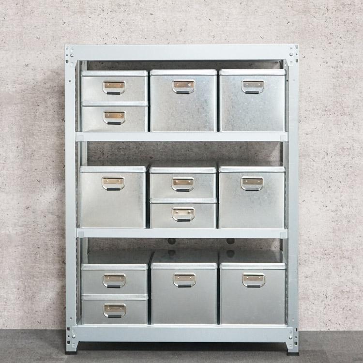 収納ボックス トタンボックス ふた付き 幅260×奥行385×高さ240mm