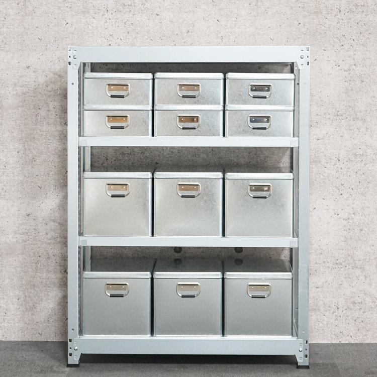 収納ボックス トタンボックス ふた付き 幅260×奥行385×高さ240mm