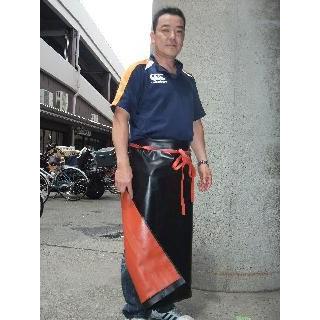 黒ゴム前掛け ニュー軽快胸無し前掛け 4Lサイズ 手貼り総ゴム・ゴム