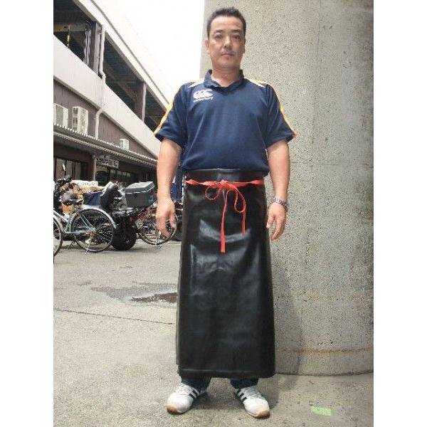 黒ゴム前掛け ニュー軽快胸無し前掛け 4Lサイズ 手貼り総ゴム・ゴム