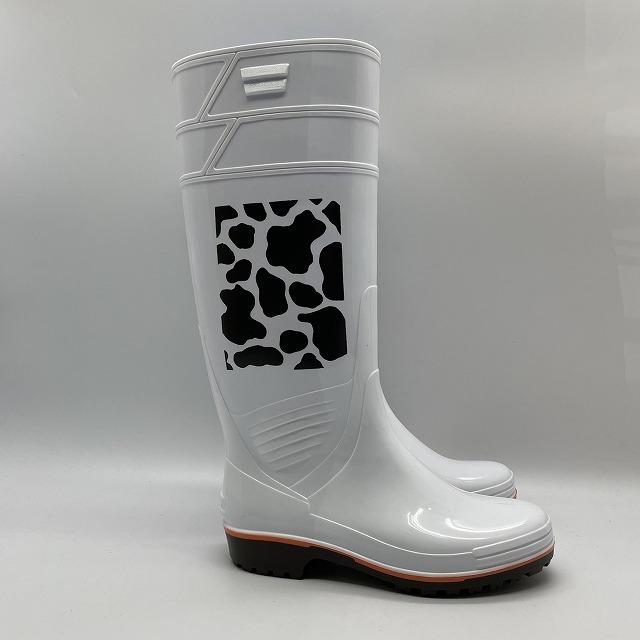 厨房 長靴 弘進ゴム ザクタス 耐油長靴Z01(白）牛柄マーク入り 衛生