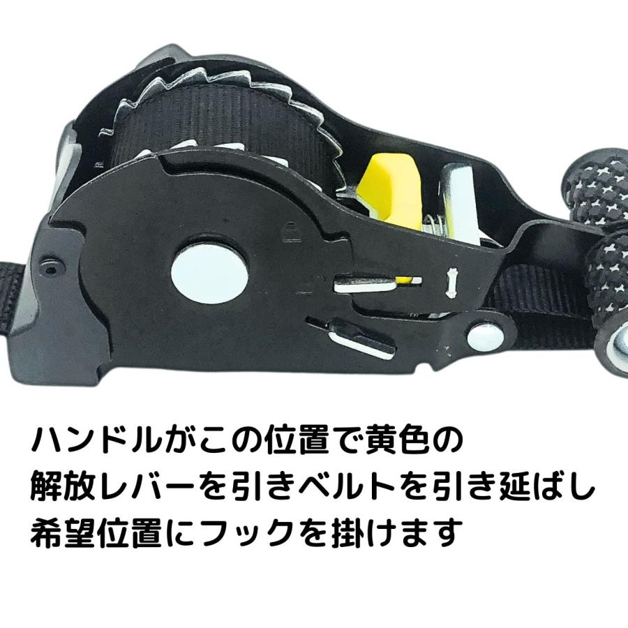 荷締めベルト 自動巻取り 25mm×3m 2本セット Sフック タイダウン