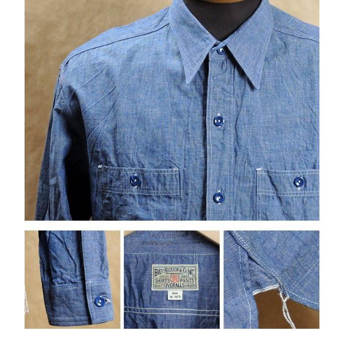 BUZZ RICKSON'S バズリクソンズ ブルーシャンブレー ワークシャツ BR25995｜kitarou-2｜02