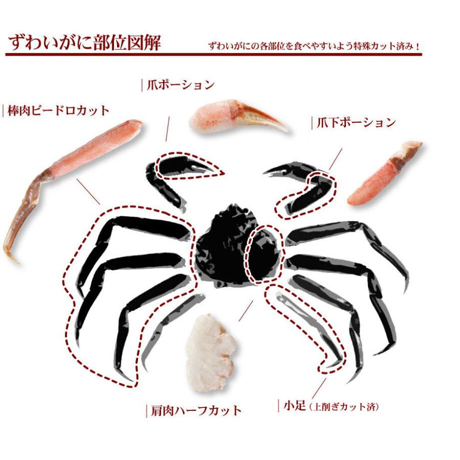 カニ かに 蟹 カット済み 生 ずわいがに  内容量500g / 総重量700g お刺身OK ズワイ かにしゃぶ 刺身 ギフト 化粧箱入 送料無料｜kitauroko｜05