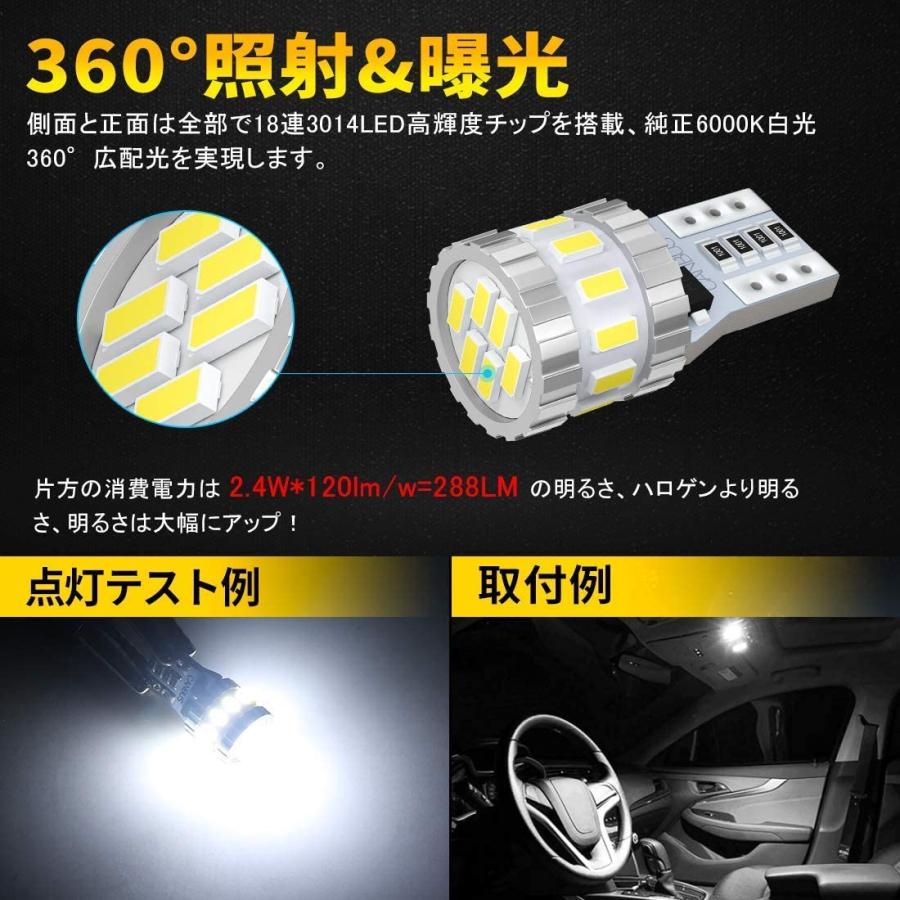 BORDAN 無極性 10個 T10 LED ホワイト 3014LED素子 6000K DC12V 爆光