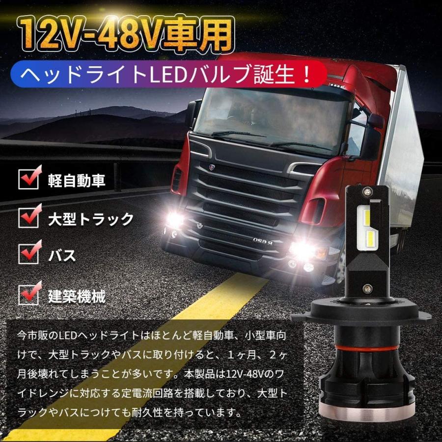 訳あり品！SUPAREE 車検対応 H4 Hi/Lo LED ヘッドライト 角度調整可能 24V トラック バス用 42W LEDバルブ 6500K ホワイト 12V-48V｜kitazawashouji｜02