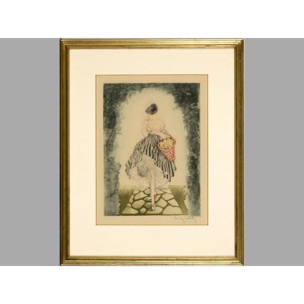 ルイ・イカール 林檎の提げ篭 食刻 1924年 デコ・ソウザ Louis Icart 楽器、手芸、コレクション-美術、工芸品-版画