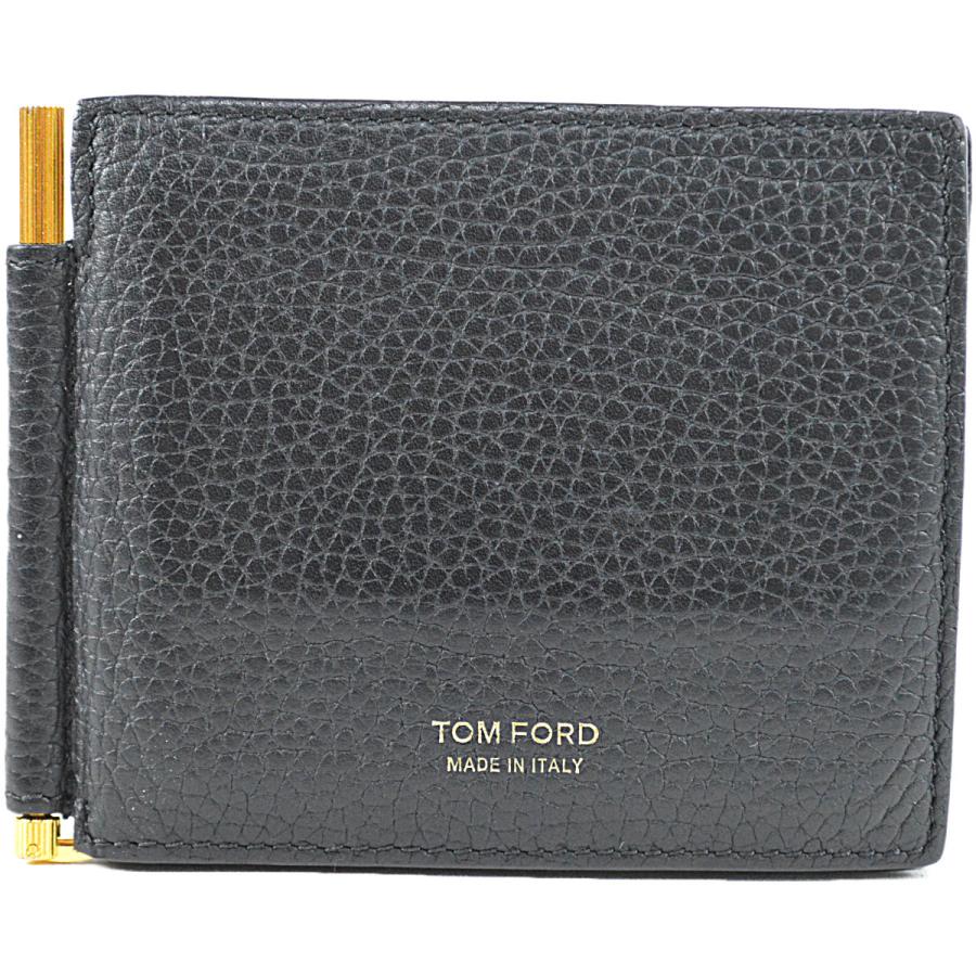 ◆トムフォード◆メンズ マネークリップ カードケース付き 2つ折り財布 ブラック ゴールド金具 TOM FORD｜kitazume-shoji