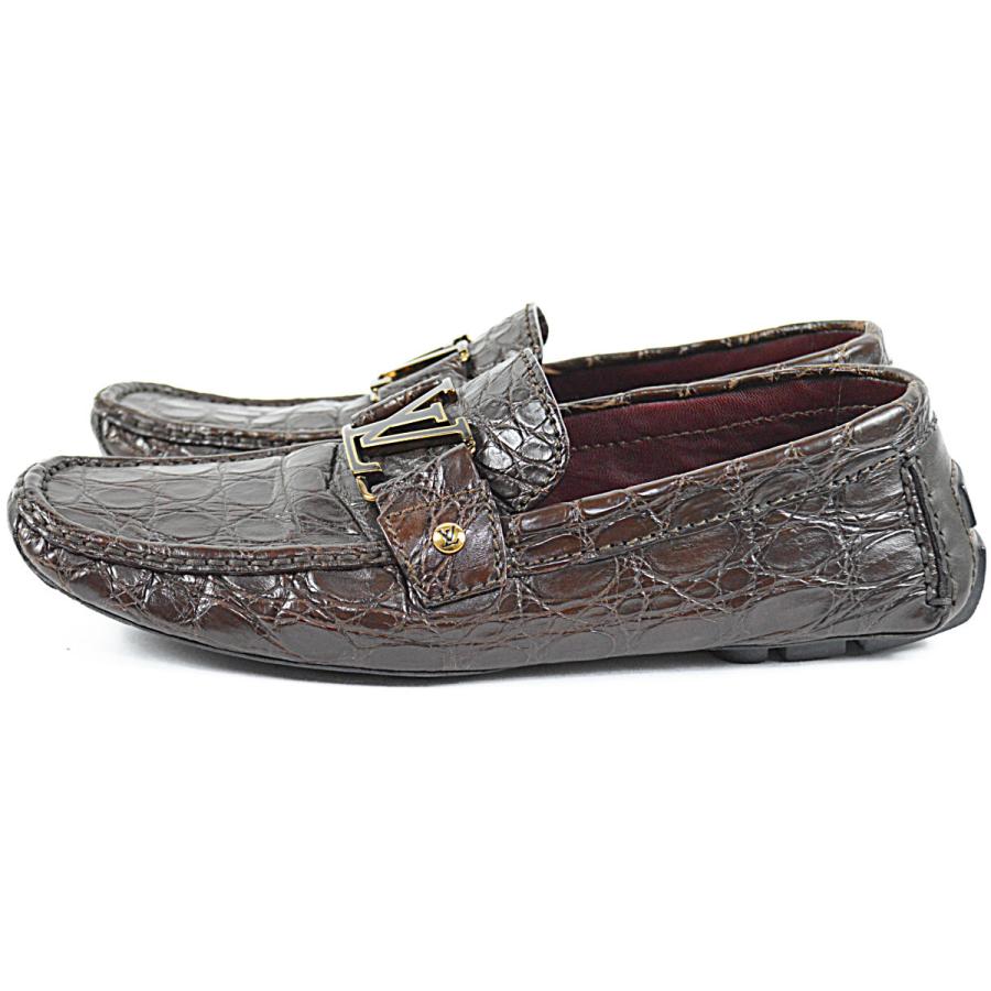 Louis Vuitton ネイビー クロコダイルローファー クロコダイルコインローファーシューズ