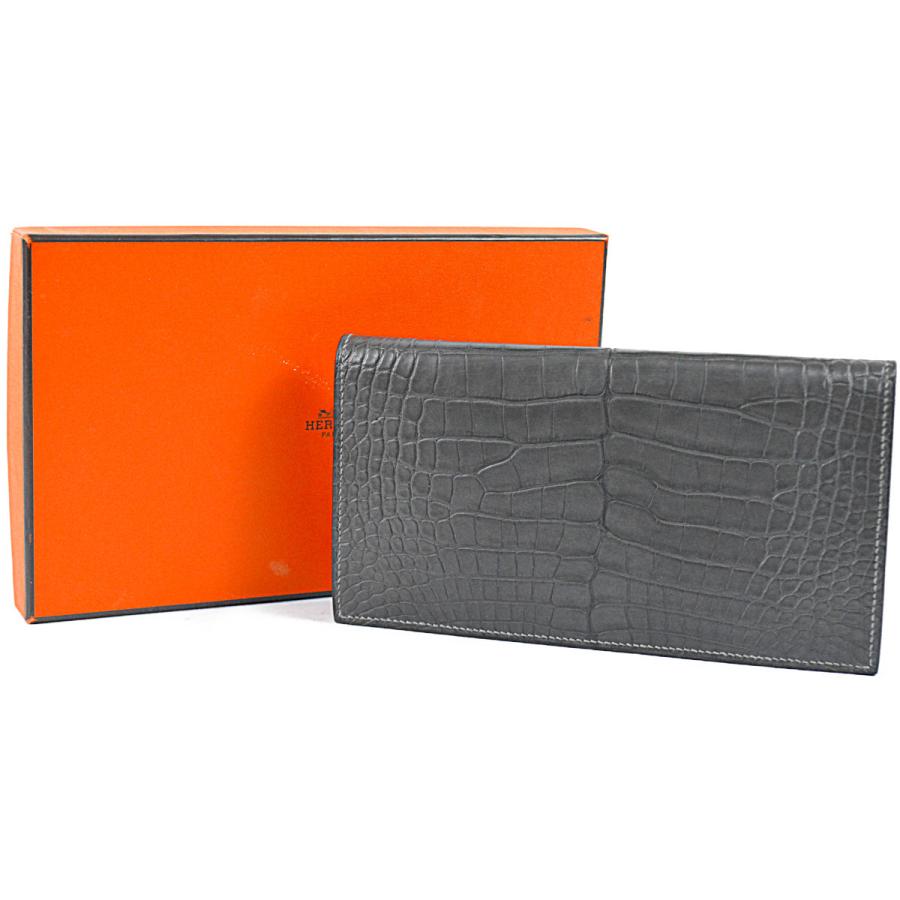 今ならほぼ即納 Harvey ラグジュアリーなメンズアイテムならpatience エルメス 超豪華 Hermes グレー Y刻印 年 クロコダイル アリゲーターマット 長札入れ 長財布 メンズ フレミング Mc2 極上の逸品 財布 International Moduling Com