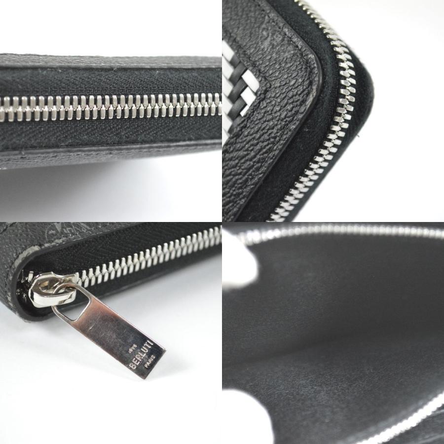 ベルルッティ イタウバ ビッグクレスト　長財布　ラウンド　ブラック　レザー　黒 Berluti（ベルルッティ） 美品 ビッグクレスト イタウバ キャンバス