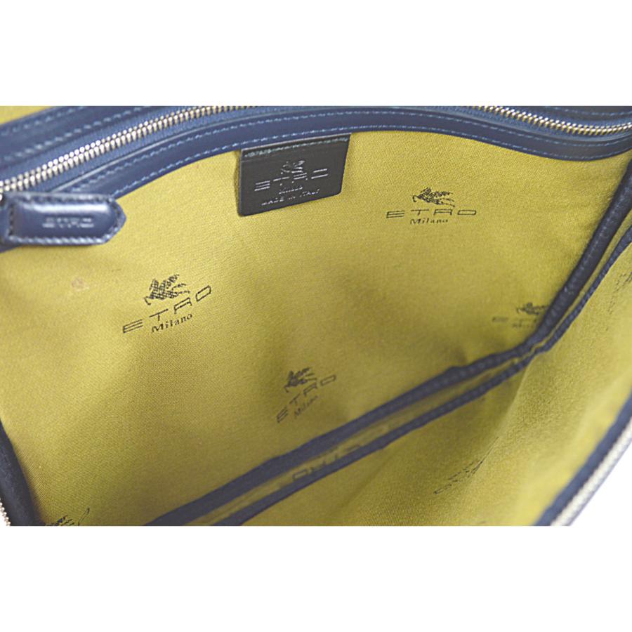 ◇エトロ◇超美品 ペイズリー型押し レザー メンズ クラッチバッグ