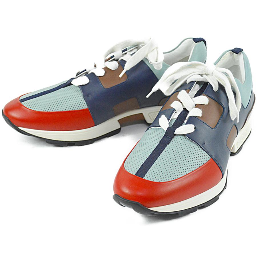 ◇エルメス◇未使用品 マルチカラー メンズ レザースニーカー H