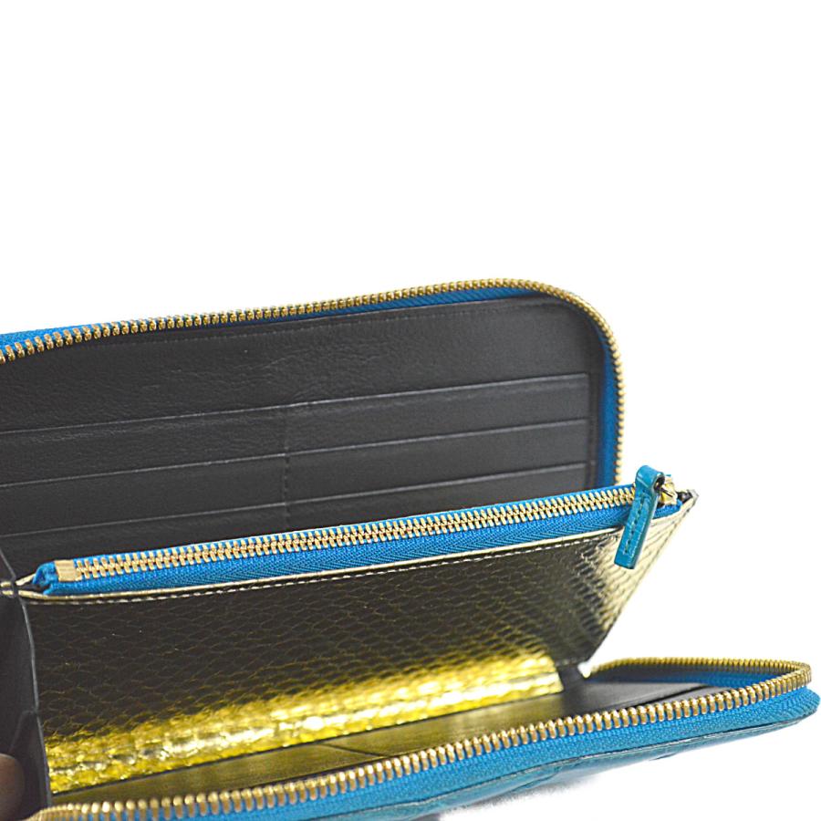 池田工芸　クロコダイル　長財布　ロイヤルブルー　ゴールドパイソン 池田工芸 ミリオンウォレット クロコダイル ゴールドパイソン