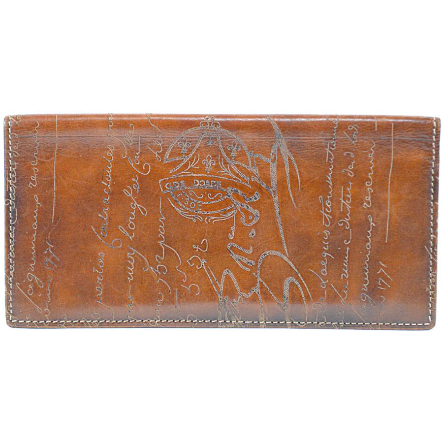 Berluti 長財布 ブラウン レザー セコイヤ オルガ期 スクリットレザー Berluti 長財布 ブラウン レザー セコイヤ オルガ期 スクリットレザー