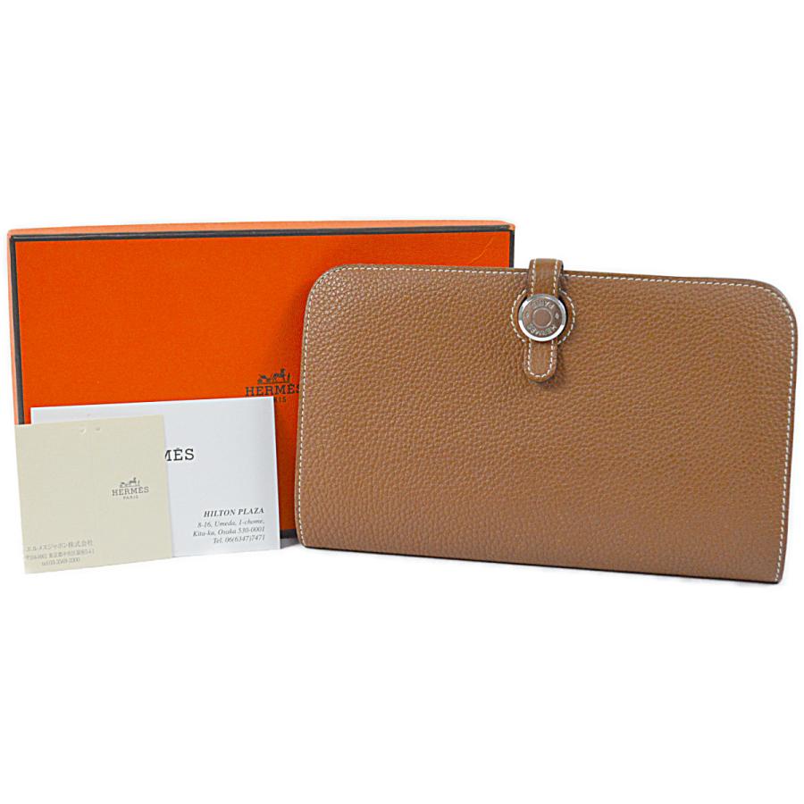 エルメス ドゴン デュオ 小銭入れ付き 長財布 トゴ シルバー金具 