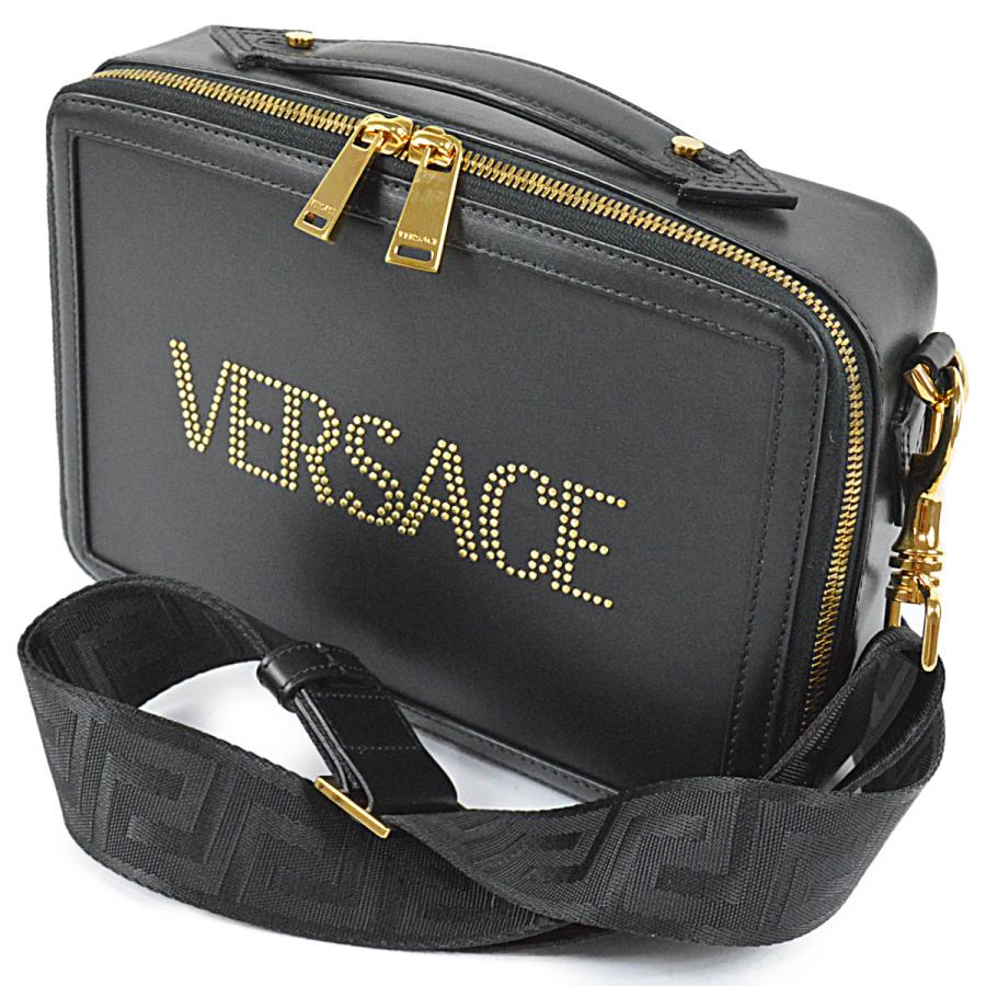 VERSACE ヴェルサーチ 超美品 レザー スタッズ ロゴ 2wayバッグ VERSACE ヴェルサーチ 超美品 レザー スタッズ ロゴ 2wayバッグ