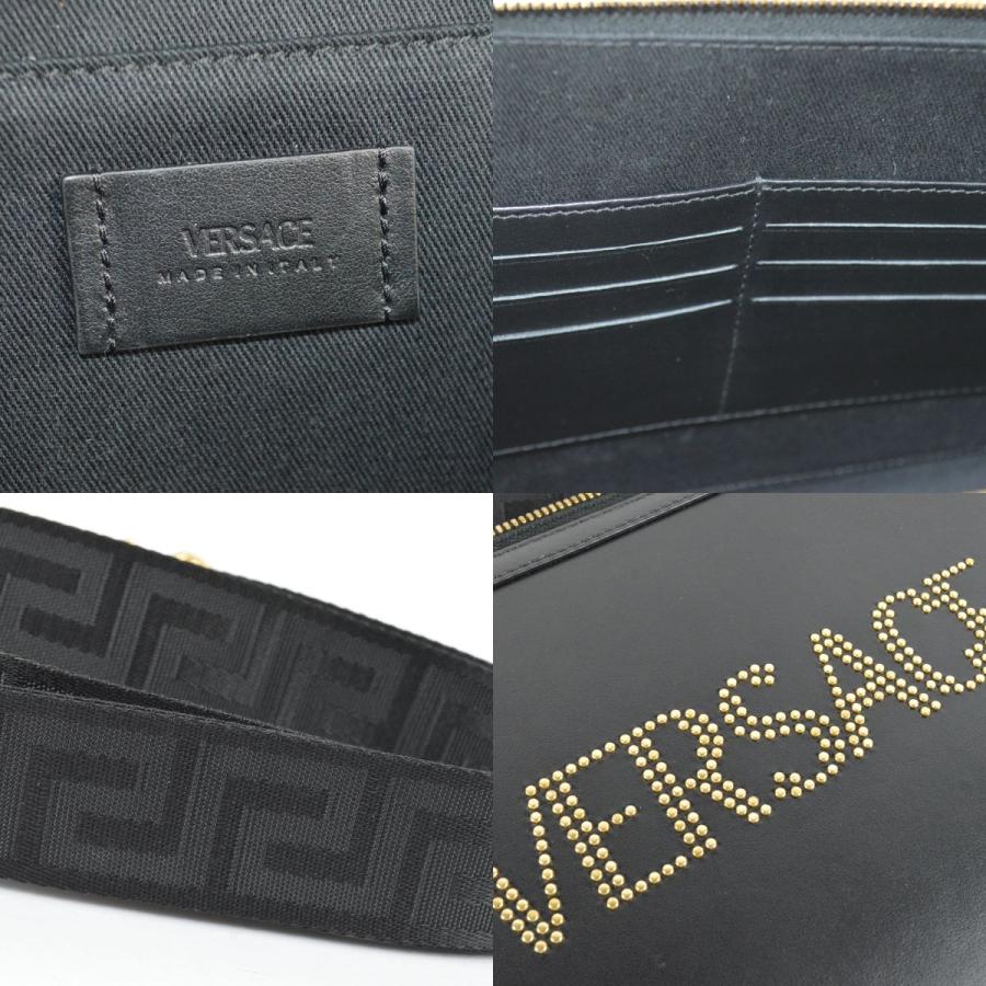 VERSACE ヴェルサーチ 超美品 レザー スタッズ ロゴ 2wayバッグ VERSACE ヴェルサーチ 超美品 レザー スタッズ ロゴ 2wayバッグ