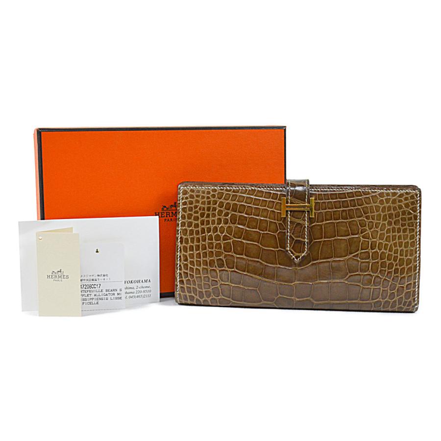 エルメス 超豪華 極上の逸品 アリゲーター 長財布 ベアンスフレ  