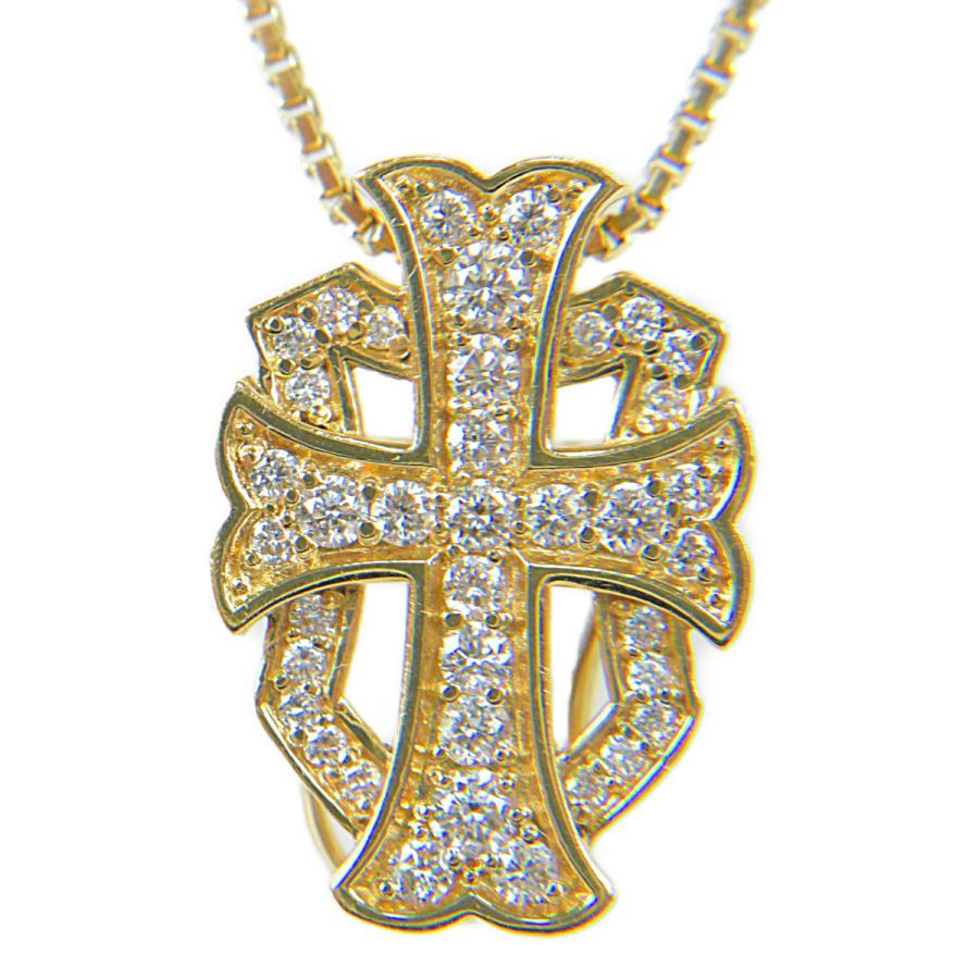 ネックレス クロストップダイヤ0.52 ユキザキ ダブルトップ クロス ダイヤモンド ネックレス 総重量9.9g D0