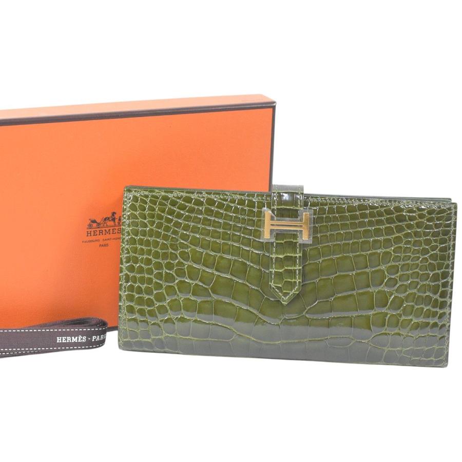 激稀少】エルメス ベアン クロコダイル 財布 HERMES エルメス 未使用品