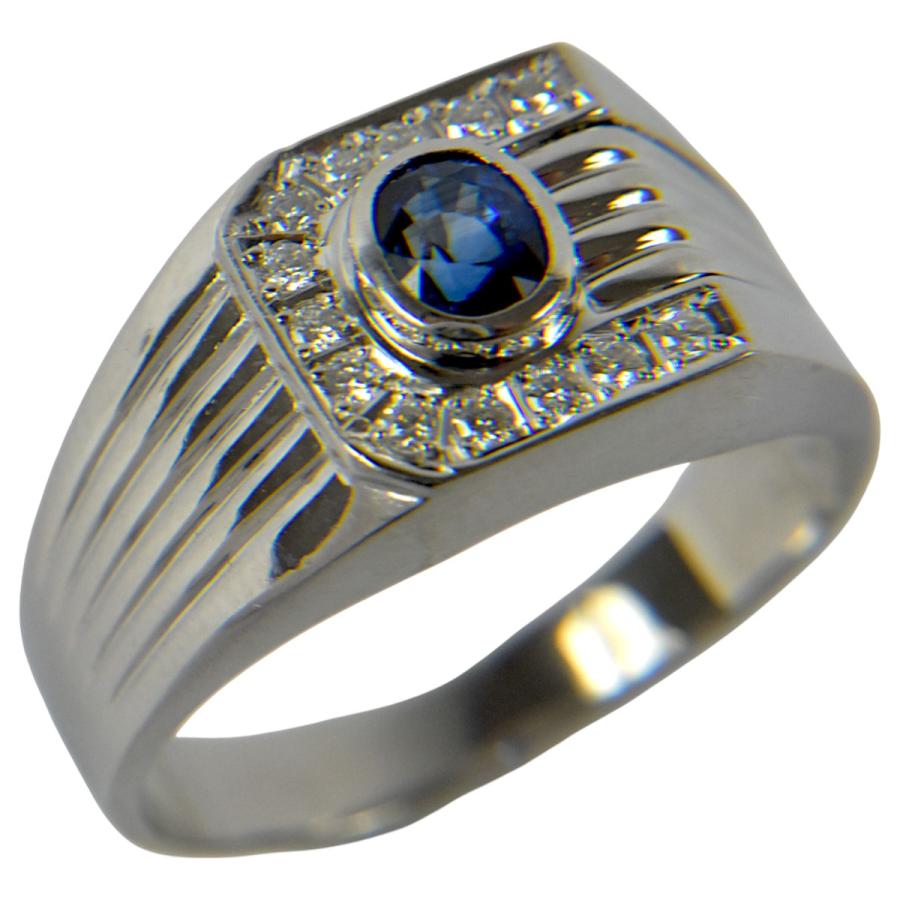 サファイヤ　ダイヤ　プラチナ　リング　指輪　pt900 PT900 プラチナ サファイヤ ダイヤモンド メンズ ジュエリー ピンキー