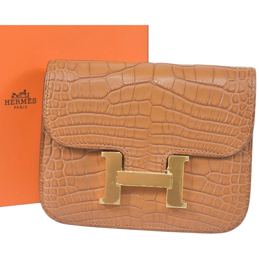 エルメス二つ折り財布 クロコダイル　アリゲーター　ほぼ未使用です！ エルメス二つ折り財布 クロコダイル アリゲーター ほぼ未使用です