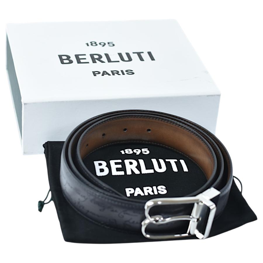 ベルルッティ レザーベルト スクリット 本革 カーフレザー ブラック Berluti（ベルルッティ） 未使用品 スクリット カリグラフィB