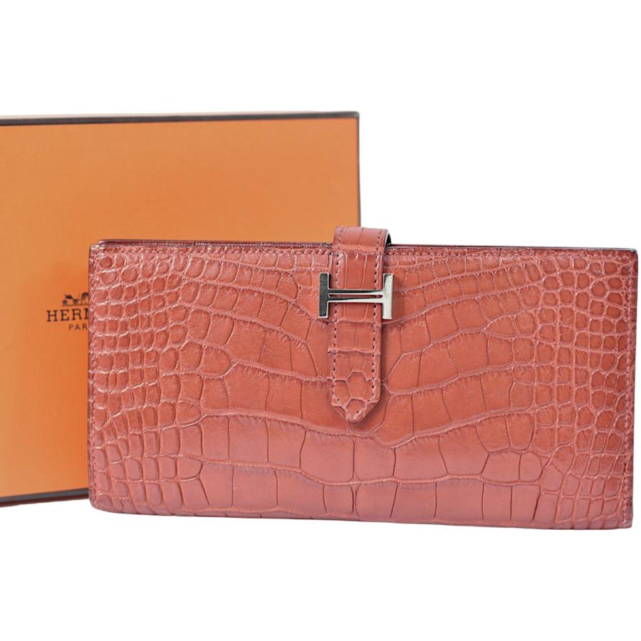 HERMES（エルメス） 美品 豪華 アリゲーター 小銭入れ付き 長財布 