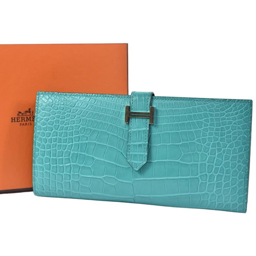 HERMES（エルメス） 美品 豪華 アリゲーター 小銭入れ付き 長財布