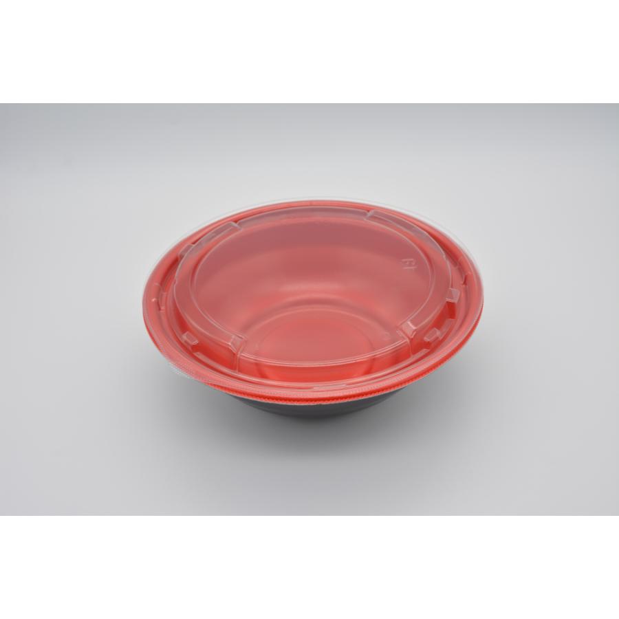 MFPホット麺19(61)鉢 M赤黒 内嵌合通気低蓋Lセット : キッチン