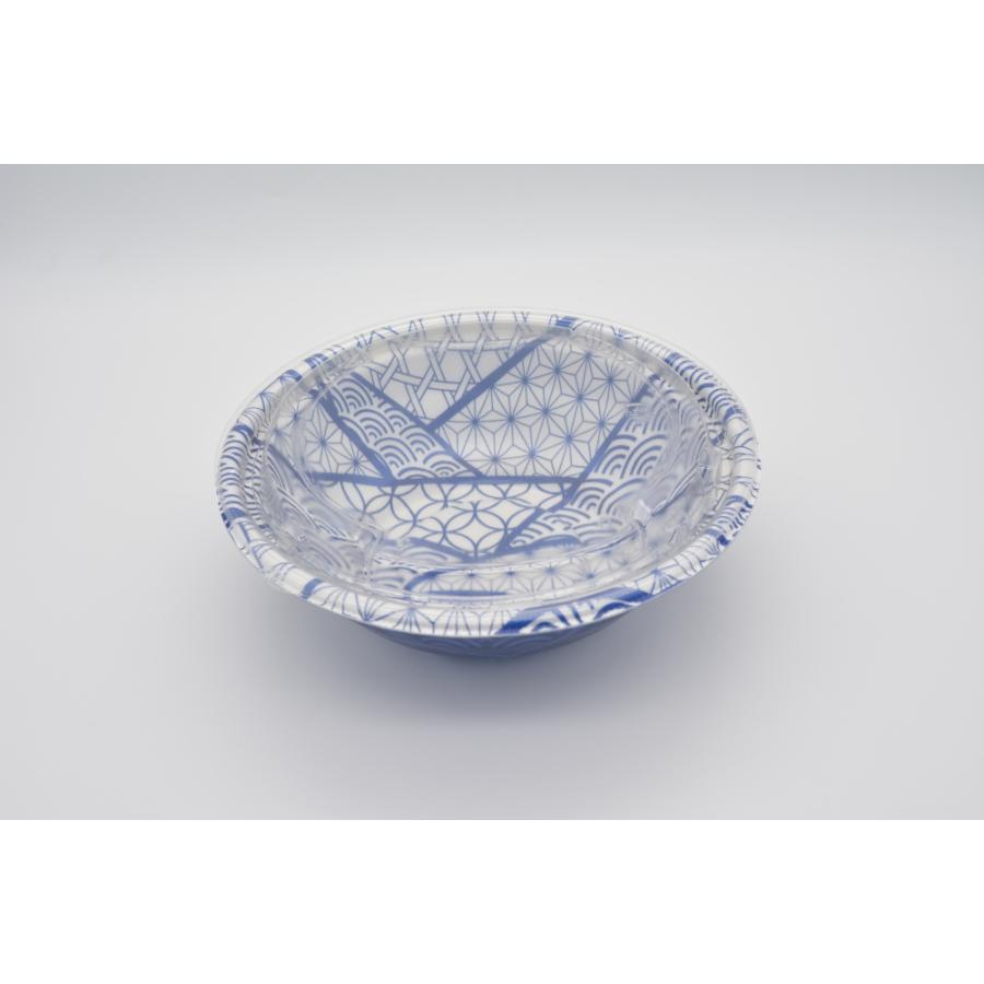 MFPホット麺19(61)鉢 なみ紋青 内嵌合通気低蓋Lセット 柄付き麺容器