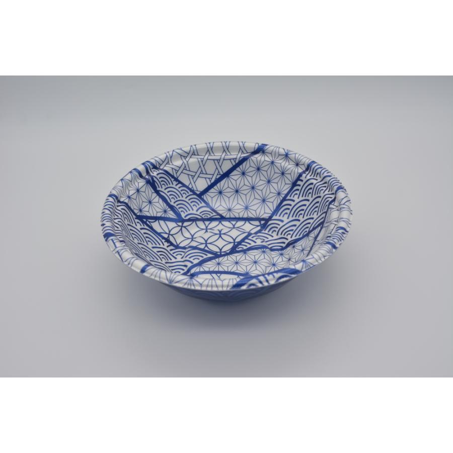MFPホット麺19(61)鉢 なみ紋青 内嵌合通気低蓋Lセット　柄付き麺容器_1