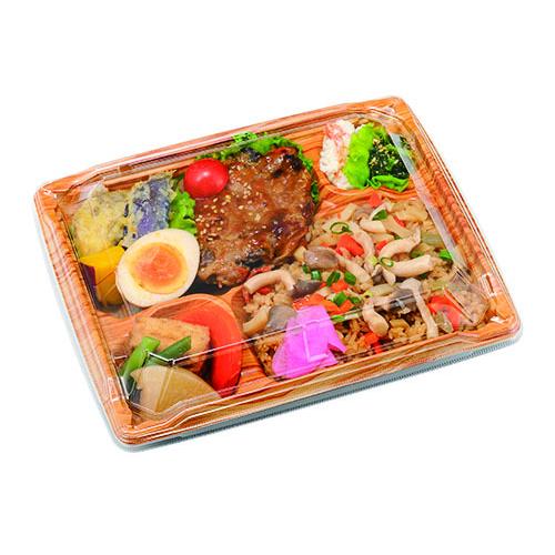 MS角弁23-19-1拓木本体 嵌合蓋セット 600セット 木目 弁当容器 パックの画像