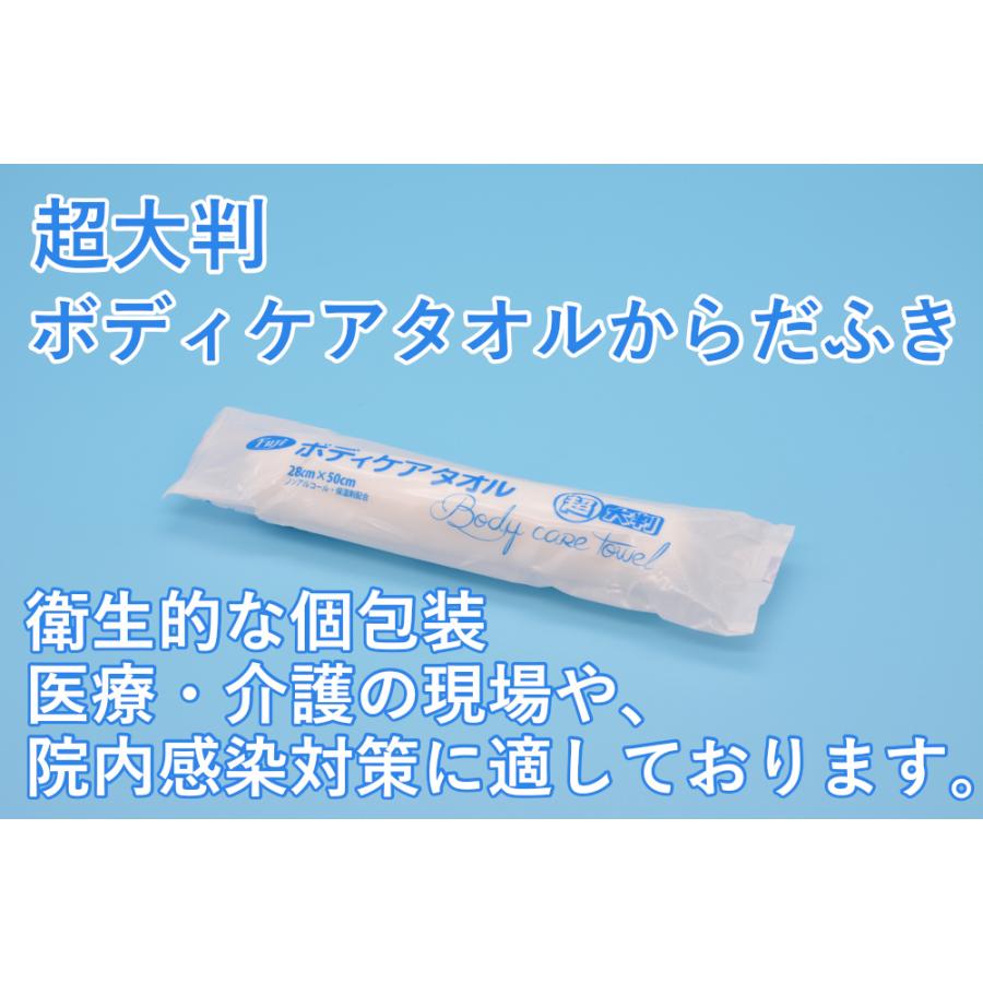 フジ ボディケアタオル超大判 400本入 280×500mm　使い捨て ウェット ノンアルコール 個包装 保湿剤 温め可能 医療 入院病棟 検診センター 介護施設 住宅介護 | 