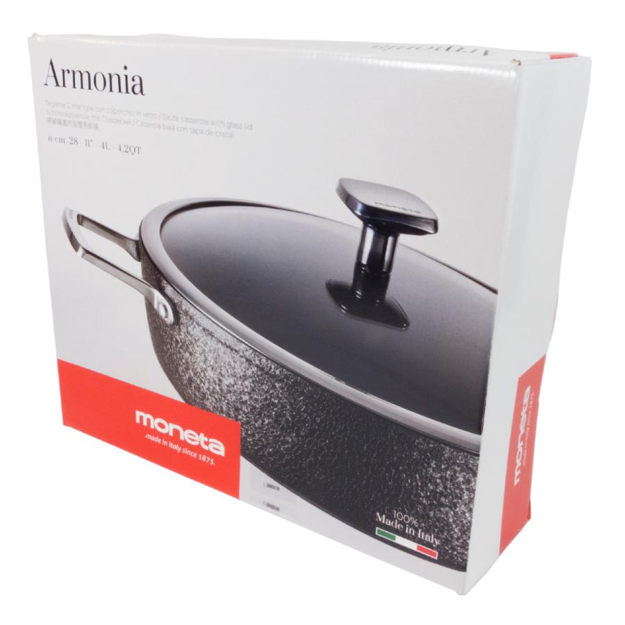 スキレット 蓋付き moneta Armonia アルモニア 28cm 4.0L IH対応 ガス火対応 炒め用 両手鍋 アルミニウム アルミ キッチングッズ 調理器具 おしゃれ 時短の画像