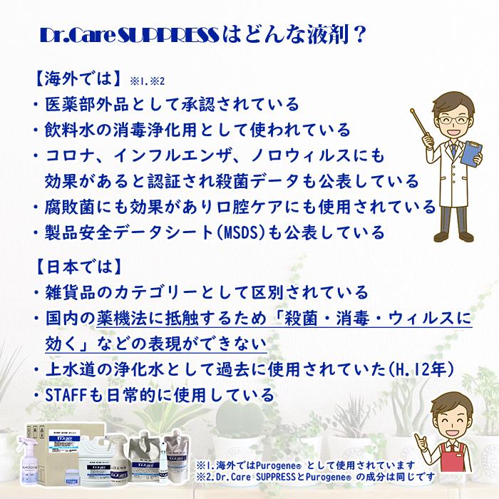 空間除菌 室内消臭 コロナ インフルエンザ対策 乾燥対策 ハウスダスト対策 マイクロドライミスト 加湿器小型 ドクターケアサプレス 高濃度1000ppm 4Lセット｜kitchen-navi-maiko｜09