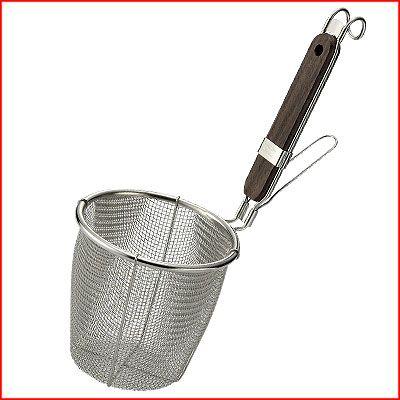 麺の湯切り うどんてぼ Φ13.8×深13cm 底平 針金フック 18-8ステンレス