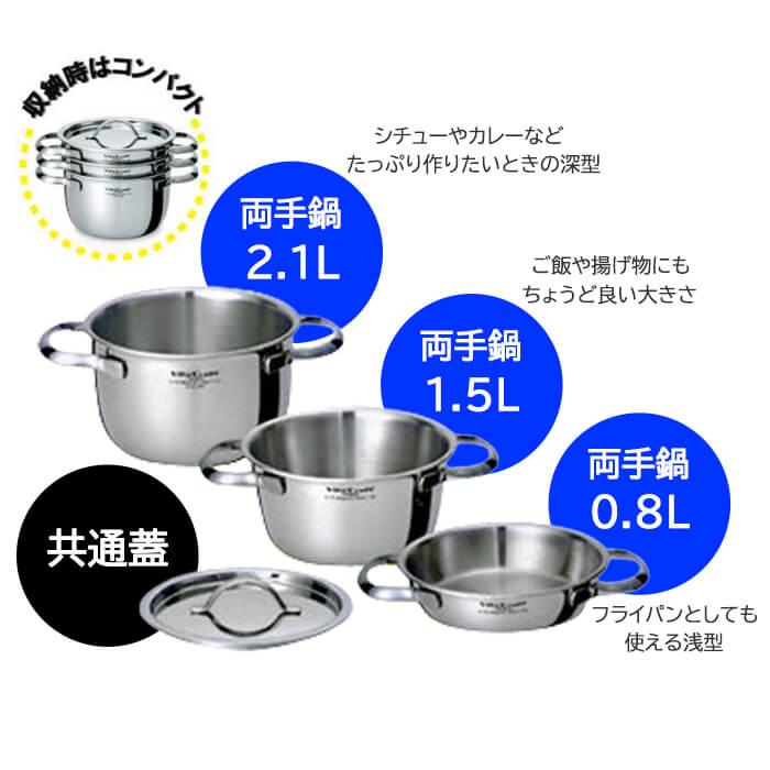 Vita Craft（ビタクラフト） ミニパンセット 【両手鍋0.8L/1.5L/2.1L