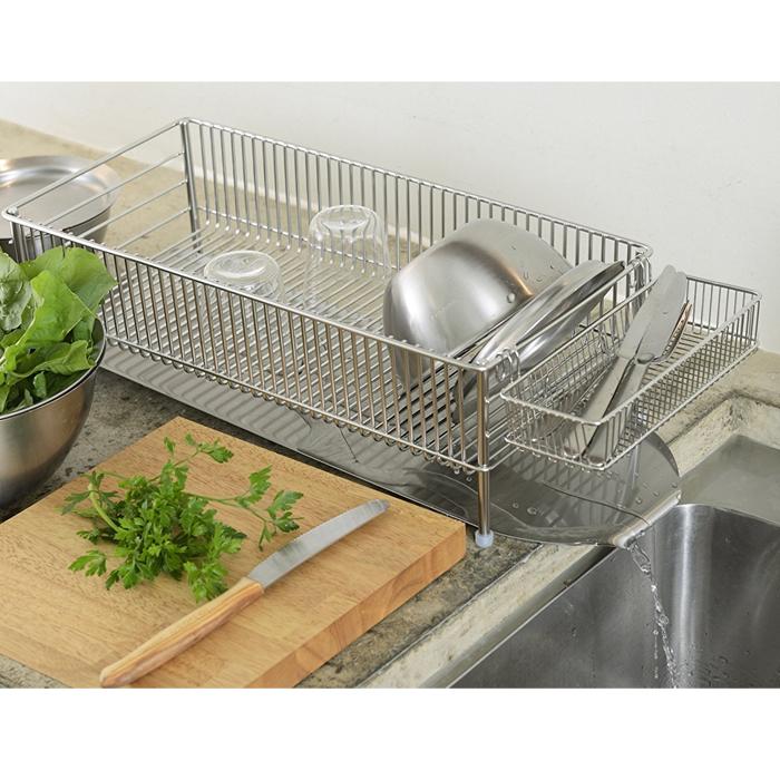 la base ラ・バーゼ 水切りかごスリム 横置タイプ 3点セット（ DLM-8775）有元葉子 ラ バーゼ 水切り カゴ 水切りラック 横置き | la base | 01