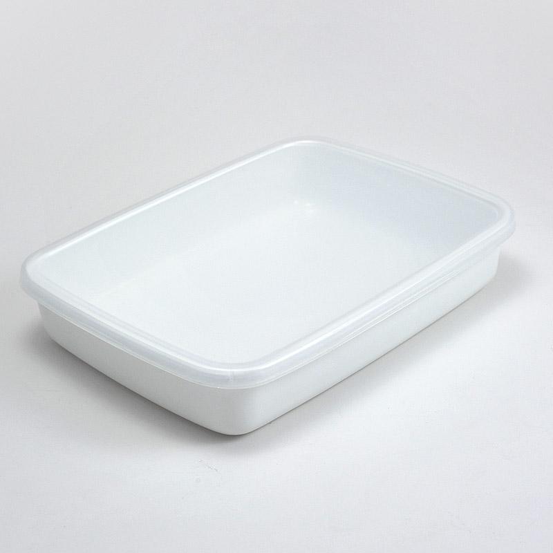 野田琺瑯 保存容器 レクタングル浅型 M ホワイトシリーズ シール蓋付 WRA-M 日本製 | 野田琺瑯 | 01