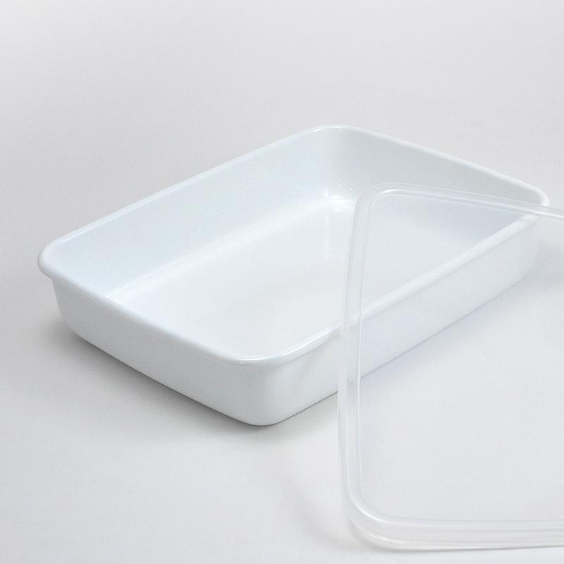 野田琺瑯 保存容器 レクタングル浅型 L ホワイトシリーズ シール蓋付 WRA-L 日本製 | 野田琺瑯 | 01