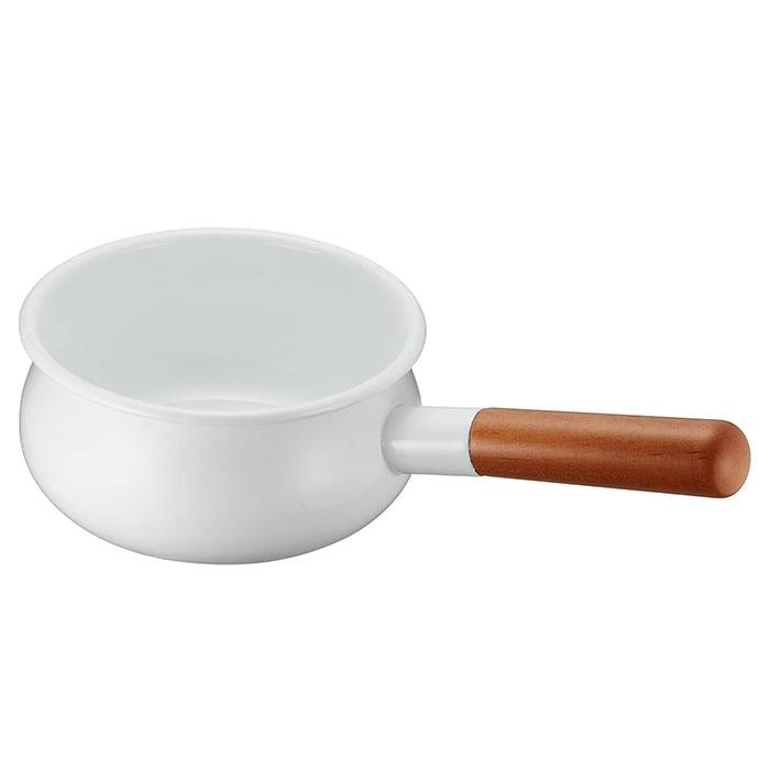 野田琺瑯 野田ホーロー ポーチカ ソースパン 15cm PO-15S 片手鍋 木柄 ふた付き IH ガス火対応 ホーロー 鍋 日本製【送料無料】 | 野田琺瑯 | 01