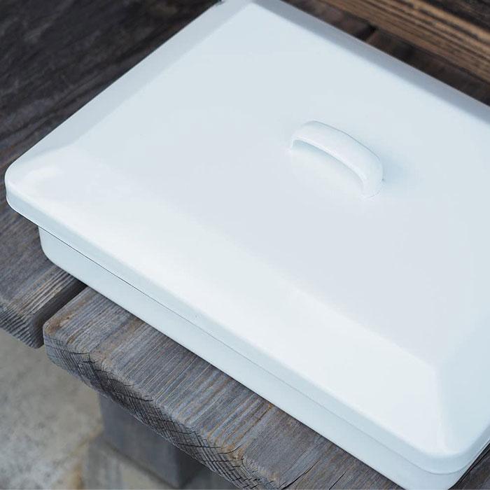 野田琺瑯 琺瑯 道具箱 蓋付き DG-35W 日本製 ホーロー 浅型 箱 ホワイト カトラリー 書類ケース【送料無料】 | 野田琺瑯 | 01