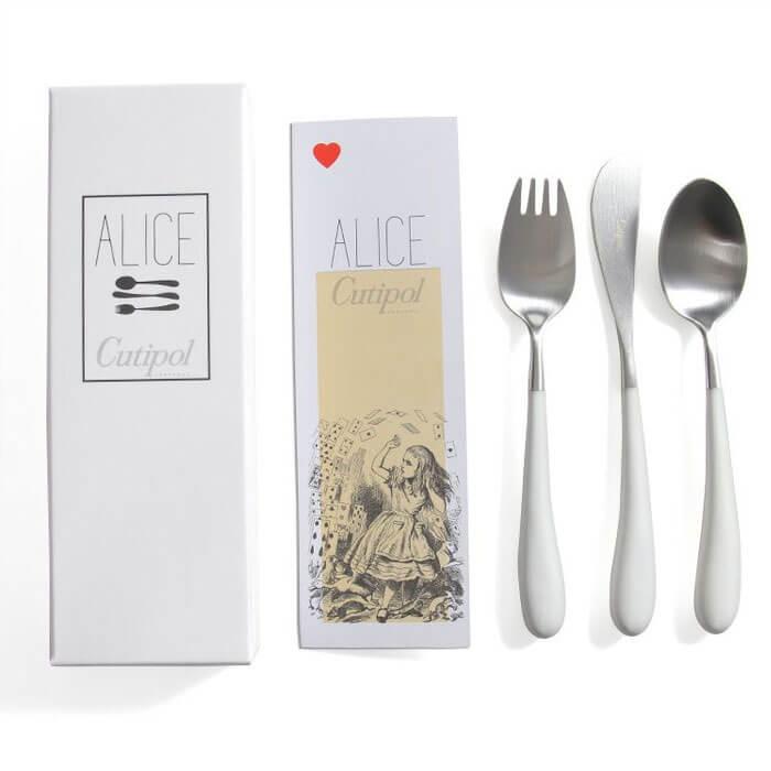正規品 クチポール アリス カトラリー セット 子供用 ホワイト シルバー BOX入り Cutipol Alice 【4点までメール便送料無料】 | Cutipol | 03