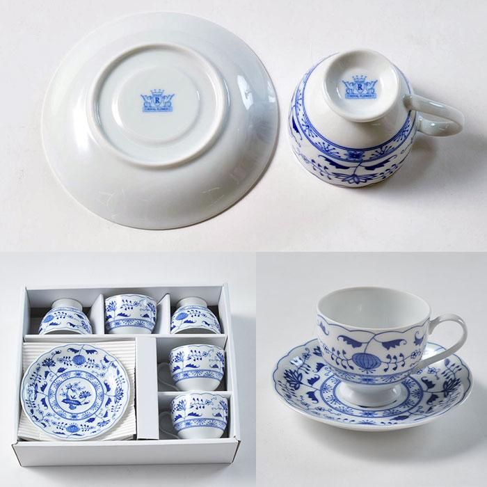 5客 セット コーヒーカップ ＆ ソーサー ロイヤルオニオン 33618 食洗