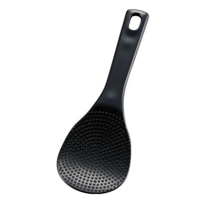 158AB ポコポコしゃもじ24cm(黒)ヘッター付 シリコン配合 抗菌加工 凹凸 ご飯 炊飯器 キッチン 茶碗 お米 シンプル 便利 | 
