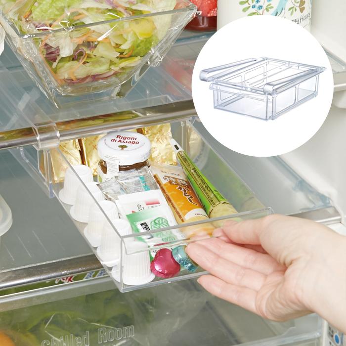 引き出し式 冷蔵庫トレー ワイド 棚板に取り付けるだけ I-533 日本製 冷蔵庫 トレー ケース 透明 伊勢藤 Iseto 小物収納 収納 調味料 すっきり収納 整理整頓 | 