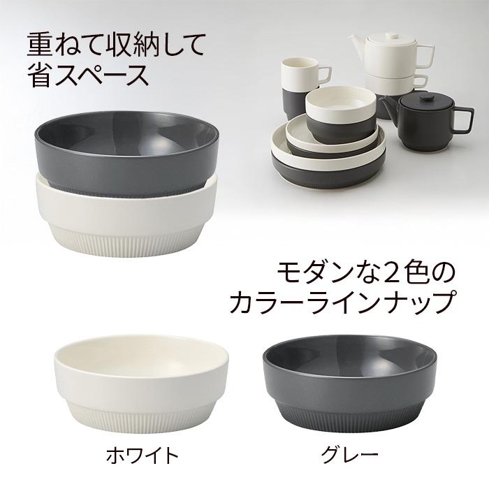 MIKASA ウィークエンド スタック ボウル 14cm ホワイト グレー モノトーン モダン 重ねて収納 陶器 レンジ 食洗機 オーブン OK 送料無料 丸利玉樹利喜蔵商店 |  | 01